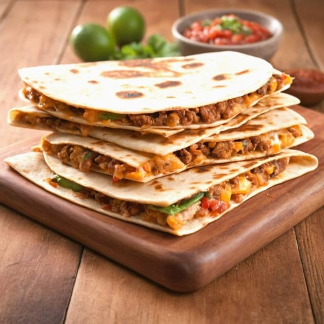 Quesadilla with Rice and Beans.