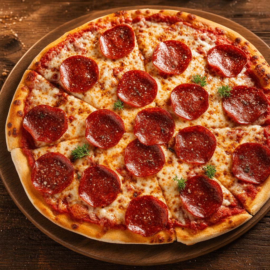 Pepperoni Pizza and Fries.