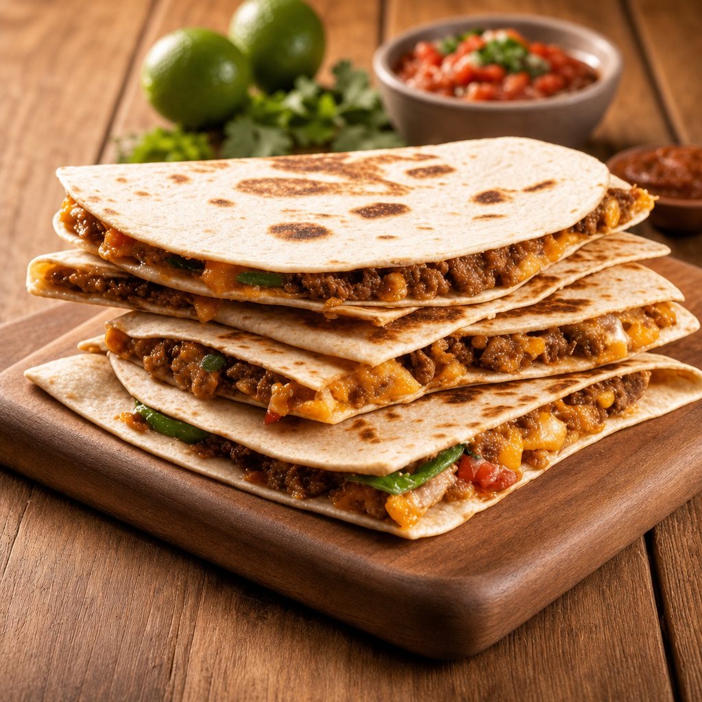 Quesadilla with Rice and Beans.