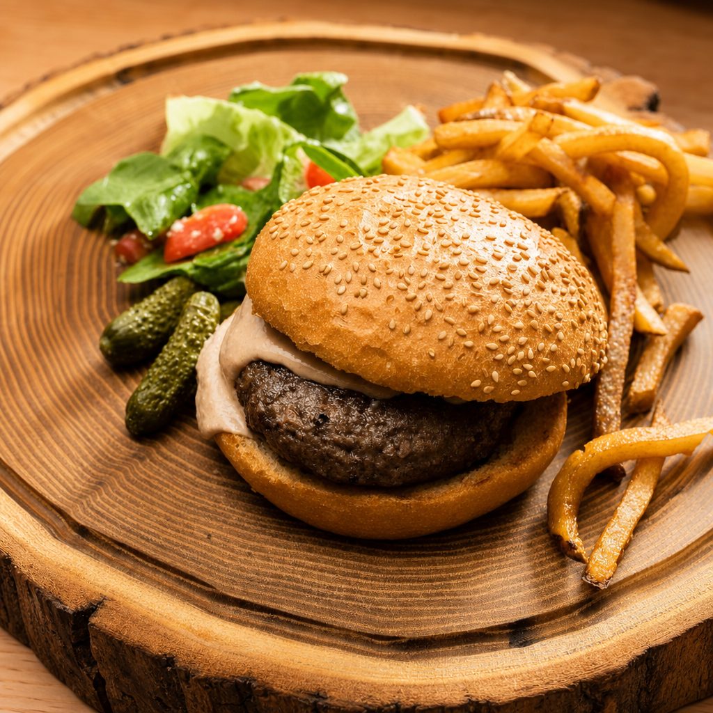 Cheese Burger and Fries.